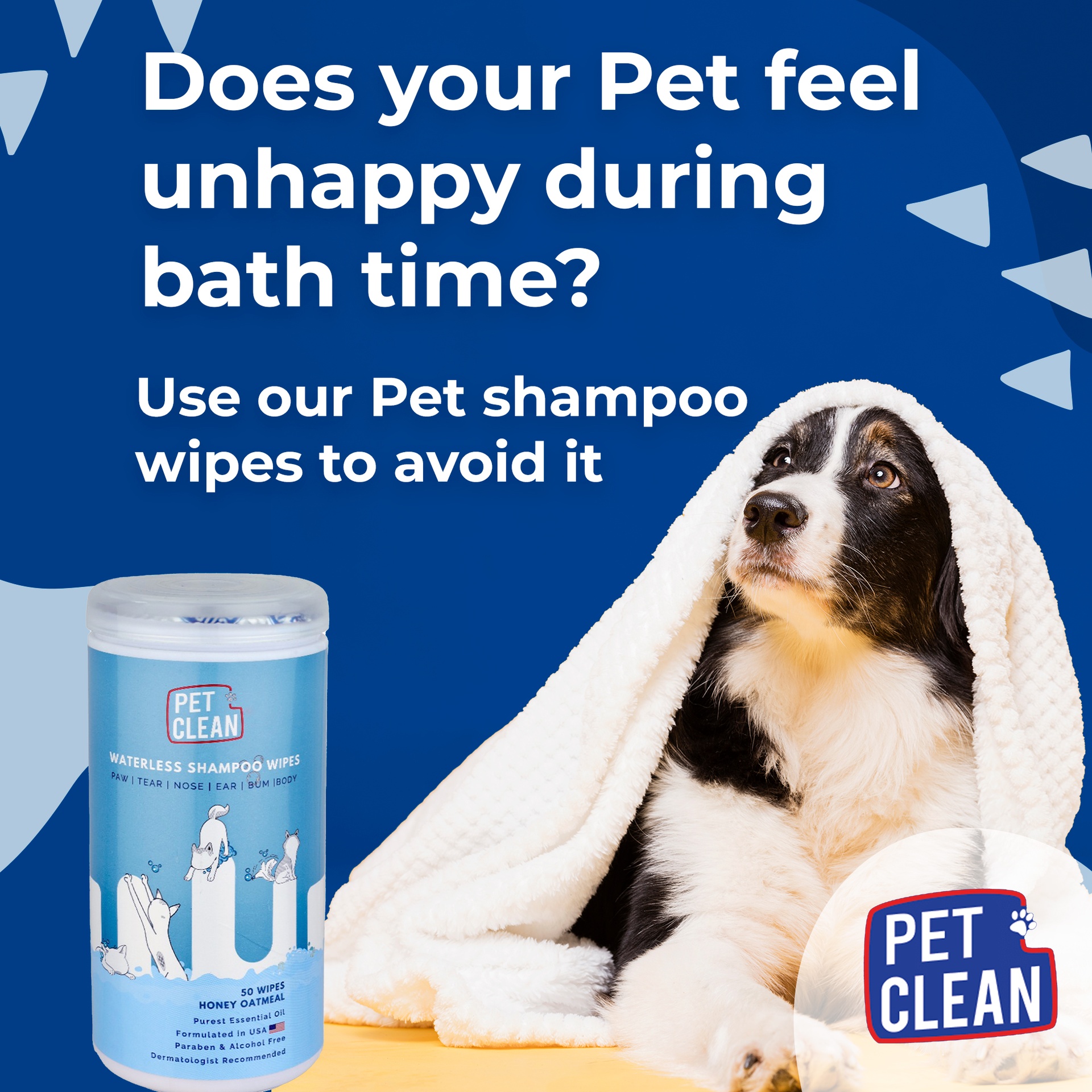 Pet Clean kuivashampoopyyhe lemmikille 50kpl