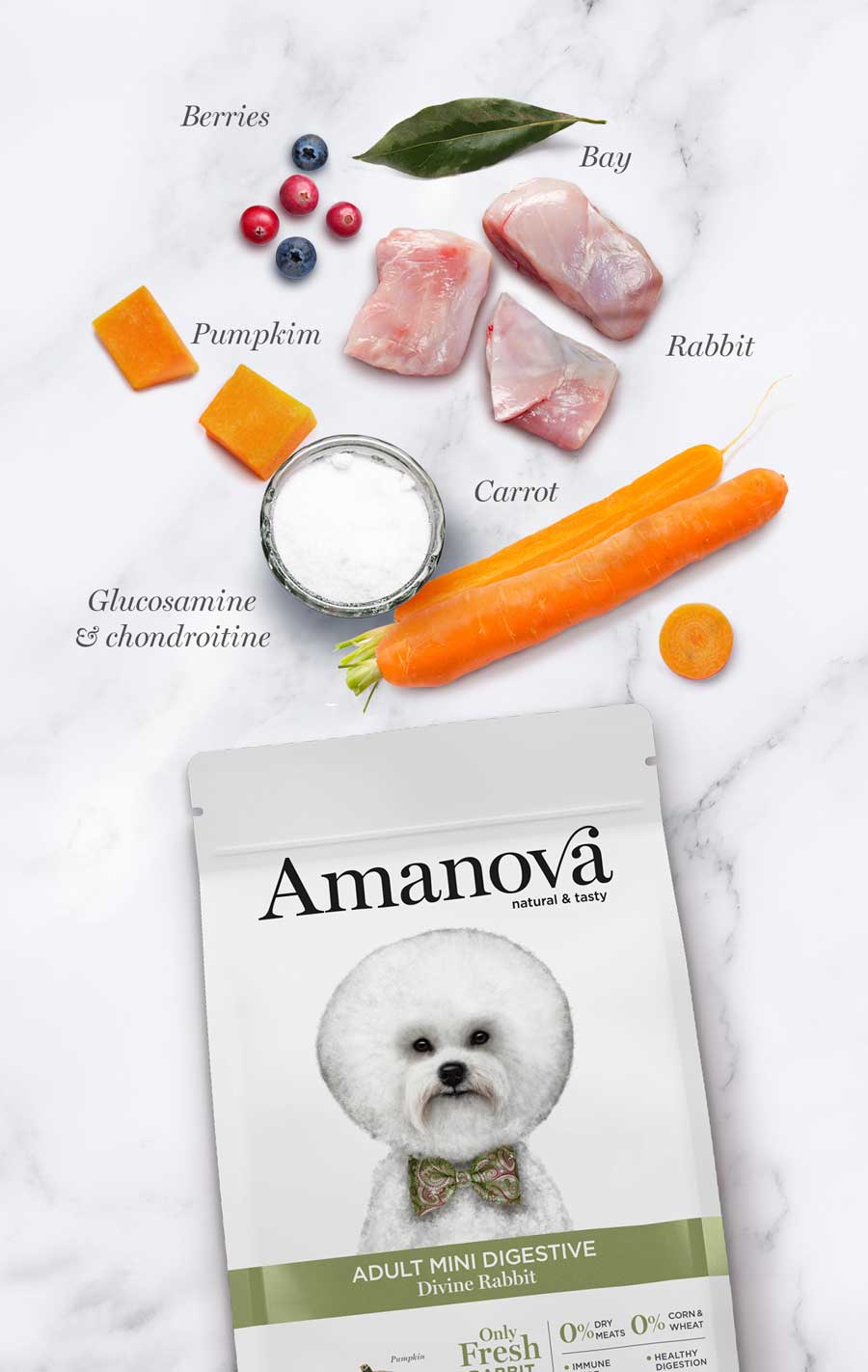 Amanova dog adult mini Digestive kani & kurpitsa 2 kg