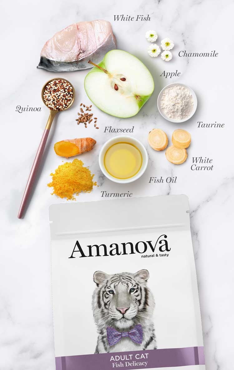 Amanova cat adult valkoinen kala & kvinoa low grain 1,5 kg