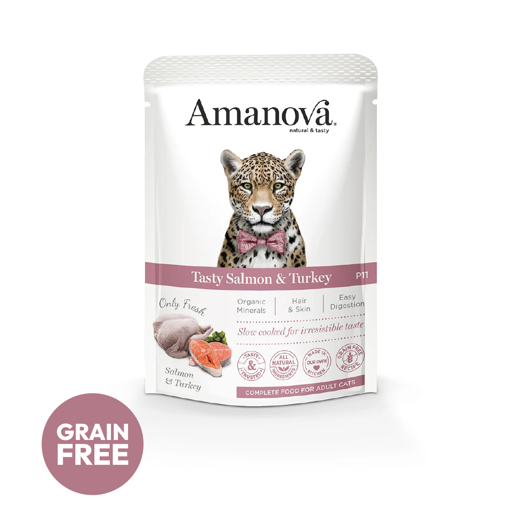 Amanova cat adult Lohi & kalkkuna 85 g pouch