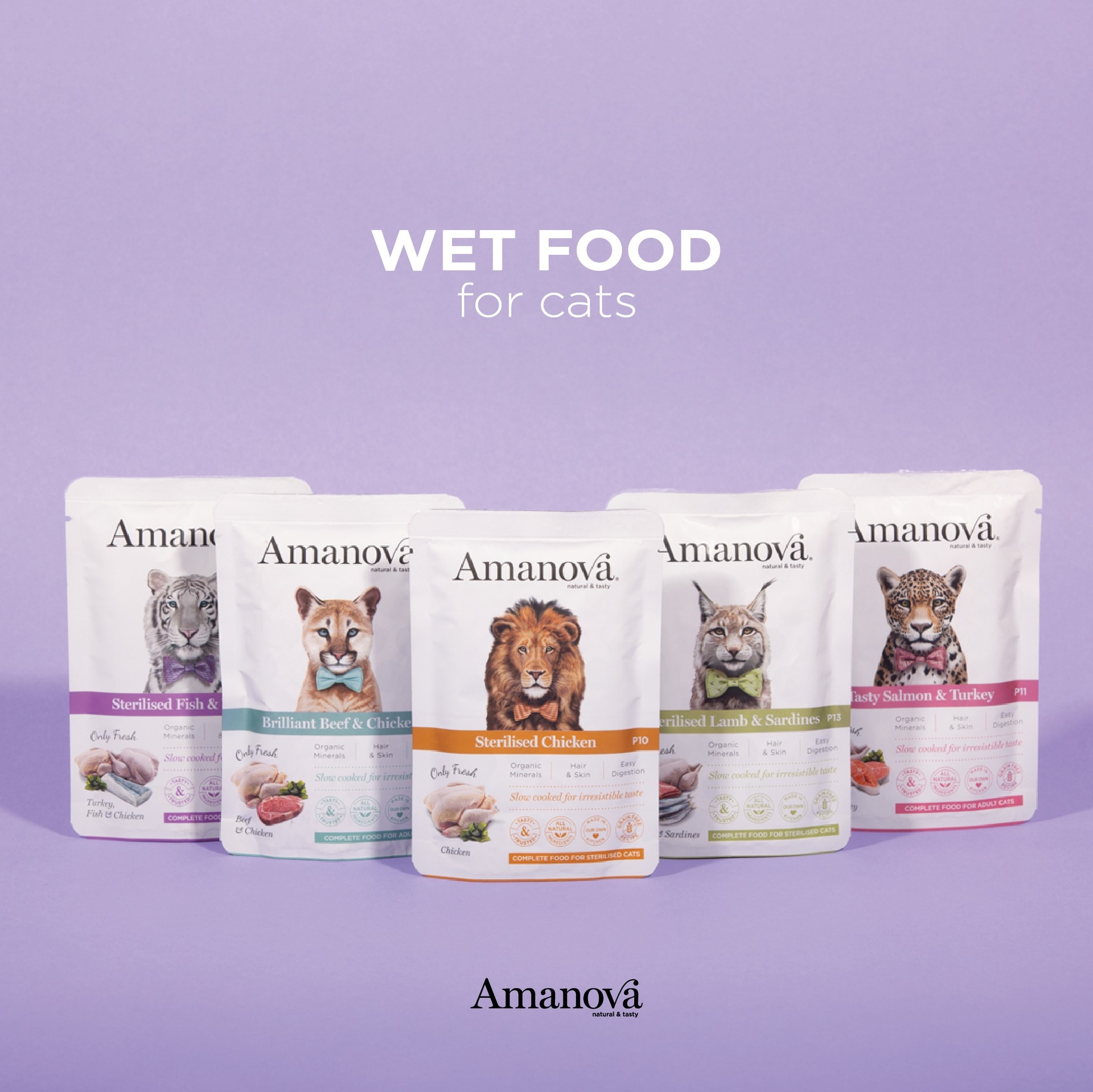 Amanova cat adult Lohi & kalkkuna 85 g pouch
