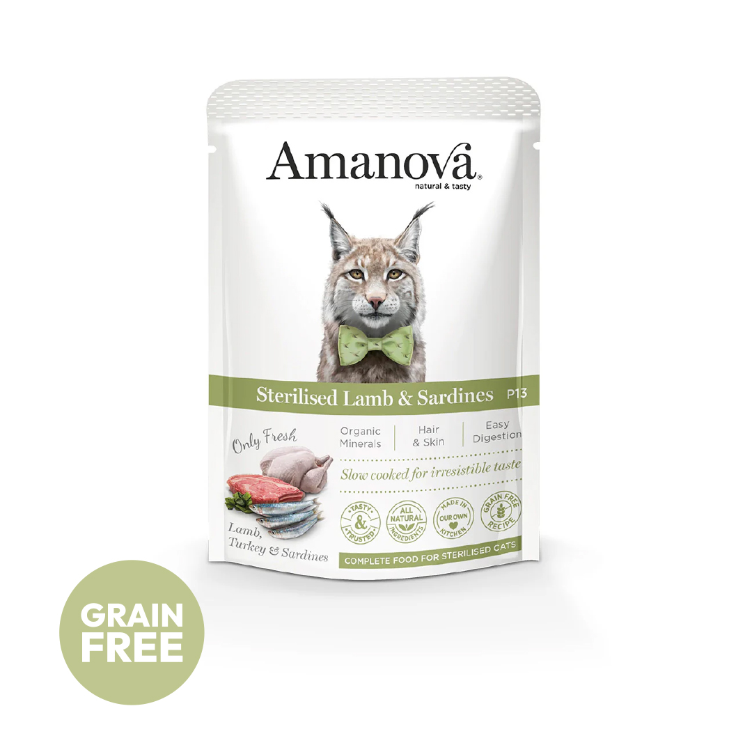 Amanova cat adult Sterilised Lammas & sardiini 85 g pouch