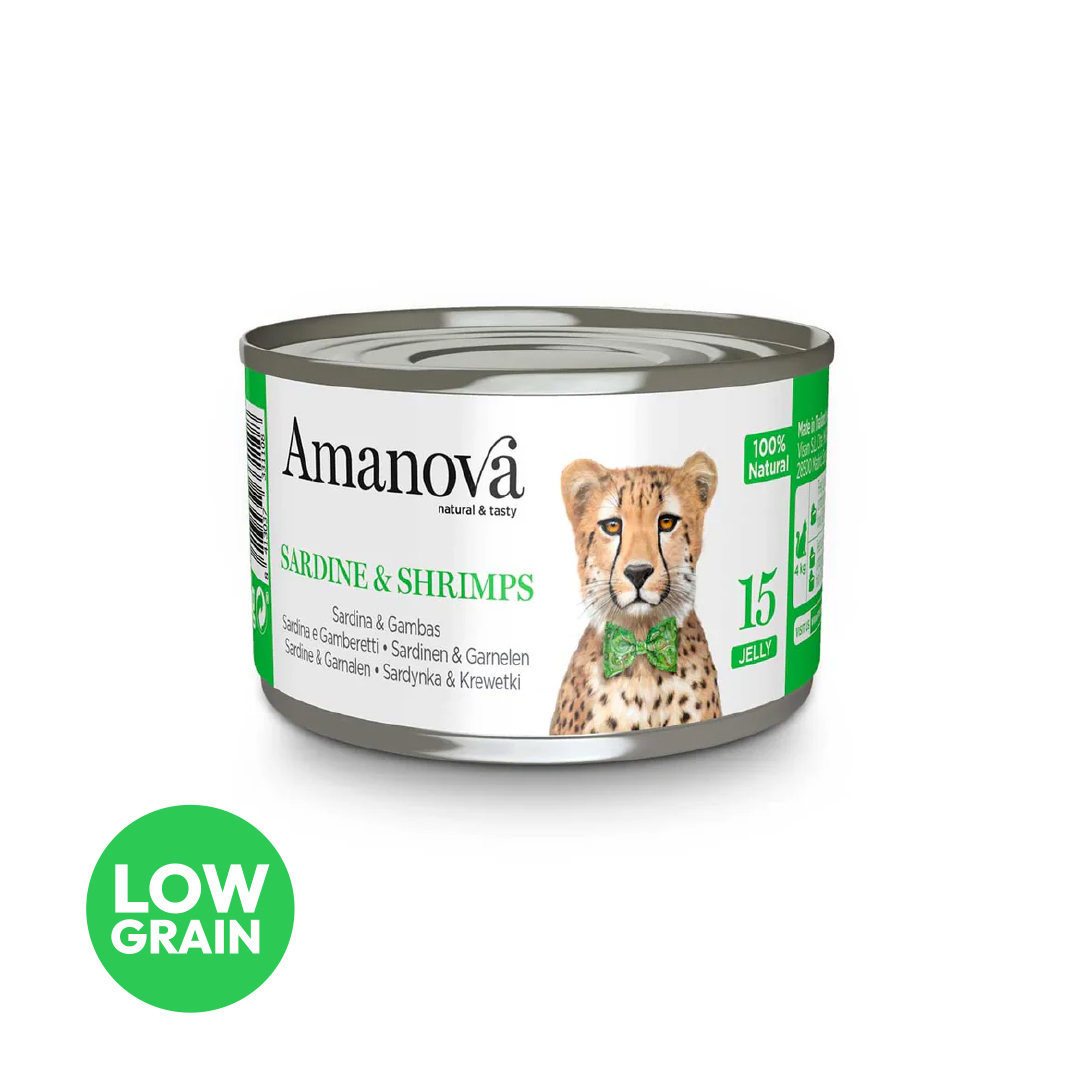 Amanova cat adult 15 Sardiini & katkarapu hyytelössä 70 g purkki