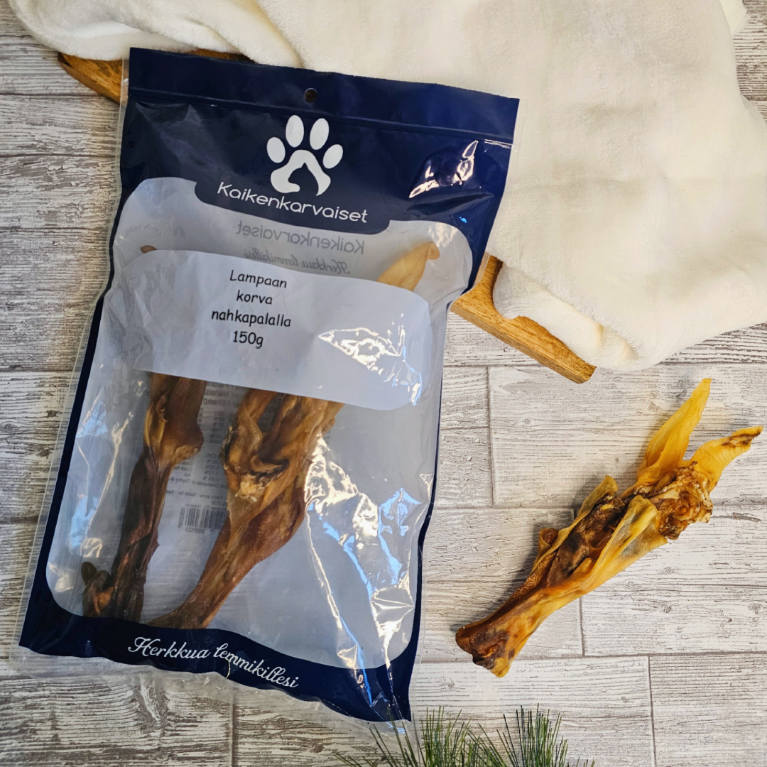 Kaikenkarvaiset Lampaan korva nahkapalalla 150g