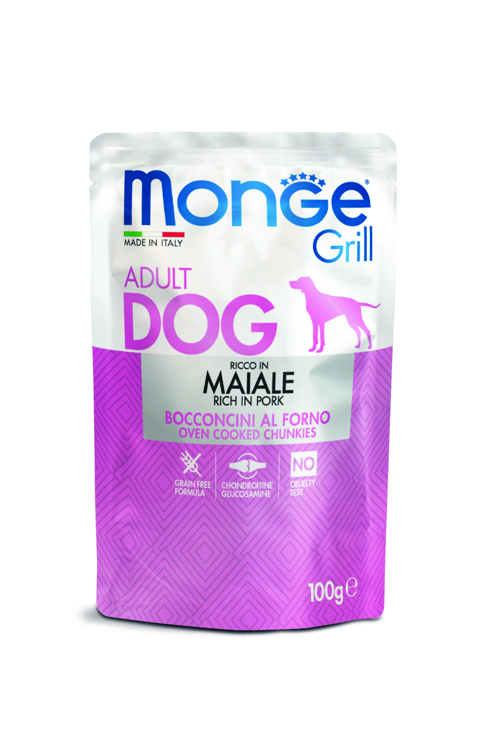 Monge dog adult Grill ham 100g pouch