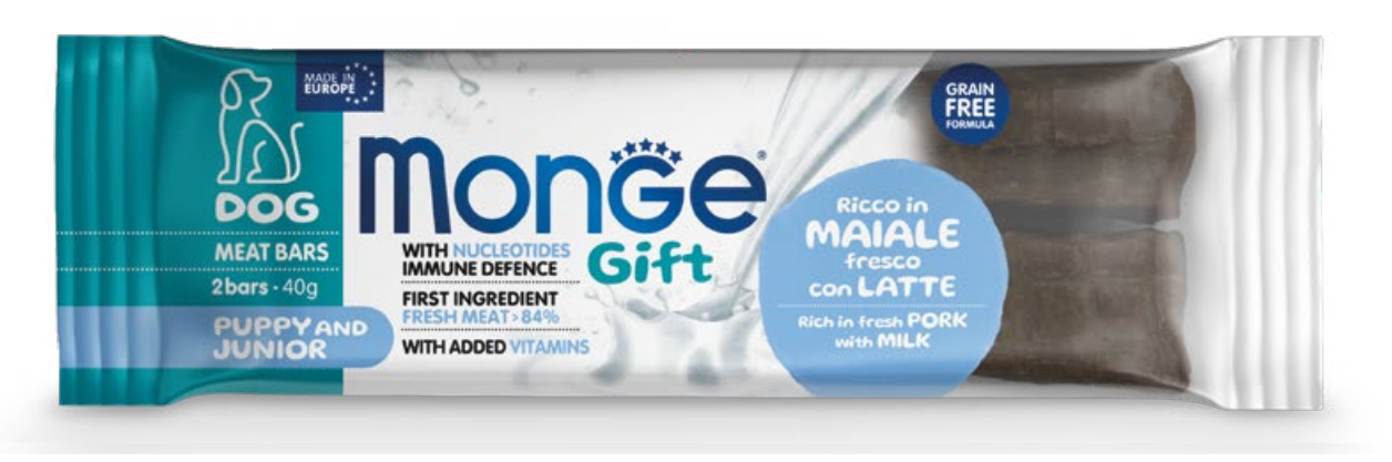 Monge Dog Gift Meat Bar Puppy & Junior Fläsk Mjölk 40g